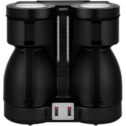 Krups Filterkaffeemaschine KT8501 Duothek, 0,8l Kaffeekanne, Papierfilter 1×4, Doppelkaffeeautomat, zwei Isolierkannen, abnehmbare Filterhalterung schwarz