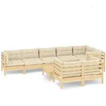 vidaXL Garten-Lounge-Set 9-tlg. creme Kiefer