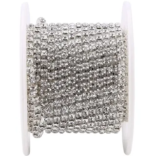 SS12 5 yard/rolle Kristall Kette DIY Mode Nahe Tasse Kette Bekleidung Kristall Diamant Band Dekoration Zubehör(Silber)