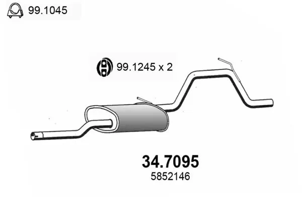 ASSO Endschalldämpfer  für VAUXHALL OPEL 5852146 24430558 34.7095