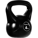 MOVIT Kettlebell BASIC BLACK, Kugelhantel mit Bodenschonender Kunststoffhülle, 1 bis 20 kg, Schadstoffgeprüft, 4 kg