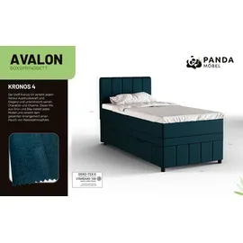panda möbel Boxspringbett Einzelbett 90x200, Dunkeltürkis, AVALON, mit Bettkästen, mit Matratze, mit Topper, Panda Möbel - Blau