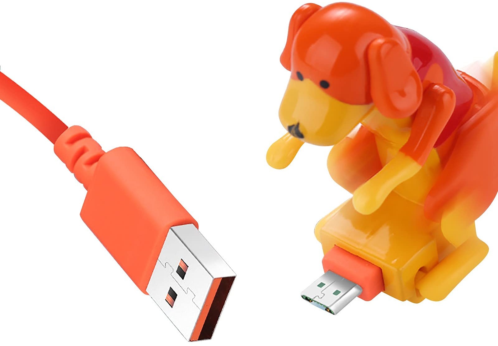 Hoothy Funny Humping Dog Mobile Phone Fast Charger Cable, für Android, Type-c, 1.2 M, Stray Dog Charging Cable Suitable for Various of Mobile Phones (Orange Android)