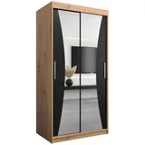 abiks möbel Schwebetürenschrank MONACO 100 x 200 x 62 cm Schwarz