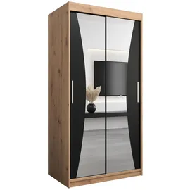 abiks möbel Schwebetürenschrank MONACO 100 x 200 x 62 cm Schwarz