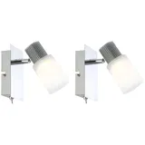ETC Shop Wandleuchte LED 2er Set 5W 300lm 3200K (Alabaster Optik) chrom