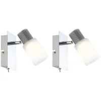 ETC Shop Wandleuchte LED 2er Set 5W 300lm 3200K (Alabaster Optik) chrom