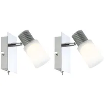 ETC Shop Wandleuchte LED 2er Set 5W 300lm 3200K (Alabaster Optik) chrom