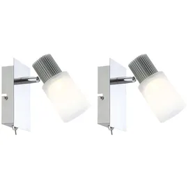 ETC Shop Wandleuchte LED 2er Set 5W 300lm 3200K (Alabaster Optik) chrom