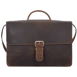Plevier Retro Zeppelin Aktentasche Leder 43.5 cm Laptopfach dunkelbraun Braun Herren 