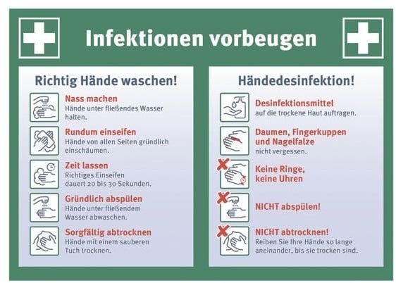 Hinweisschild / Informationstafel »Infektionen vorbeugen« 21 x 29,7 cm, 10 Stück mehrfarbig, OTTO Office, 21x29.7 cm