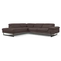 Ecksofa EGOITALIANO "Queenie, extravagantes Sofa mit erstklassigem Sitzkomfort" Sofas Gr. B/H/T: 284cm x 95cm x 108cm, Luxus-Microfaser in Lederoptik, Ottomane links, braun (mokka) mit verstellbarer Armlehne und Kopfteilen für Wohlfühlkomfort