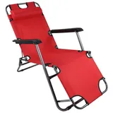 AMBIA GARDEN Gartenliege, Rot, Metall, Kunststoff, Textil, Füllung: Polyester, 95x60x153 cm, UV-beständig, regenabweisend, rostfrei, Rückenlehne verstellbar, Gartenmöbel, Gartenliegen,