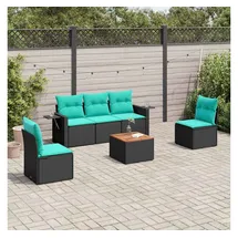 vidaXL Gartensofa-Set 6-tlg. blau/schwarz