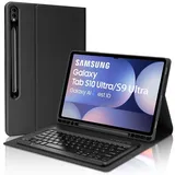 Tastatur für Samsung Galaxy Tab S10 Ultra 2024 - Tastatur Hülle für Samsung Galaxy Tab S9 Ultra 14.6'',Hülle Samsung Galaxy Tab S10Ultra/S9Ultra Tastatur, Abnehmbarer Tastatur QWERTZ Layout - Schwarz