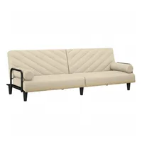 vidaXL Schlafsofa mit Armlehnen Creme Stoff