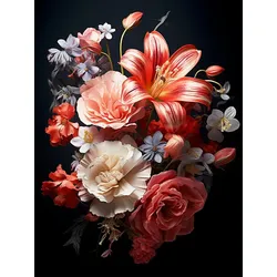 EUROART Glasbild 30 x 40 cm Colourful Bouquet I Glas Rosa