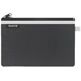 Leitz WOW Mäppchen mit 2 Fächern, Leichtläufiger Reißverschluss, Abwaschbar, Ideal zur Organisation, Größe L, 23 x 15 cm, schwarz 40130095