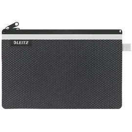 Leitz WOW Mäppchen mit 2 Fächern, Leichtläufiger Reißverschluss, Abwaschbar, Ideal zur Organisation, Größe L, 23 x 15 cm, schwarz 40130095