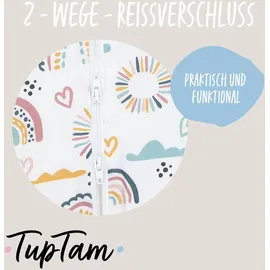 TupTam Sommerschlafsack Baby mit Beinen Leichter Schlafsack Baby Sommer 0.5 TOG, OEKO-TEX, Farbe: Regenbogen herz wolken), Größe: 68-74 - 68-74