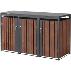 ML-Design Mülltonnenbox 3er 200 x 80 x 116,3 cm anthrazit-rostoptik