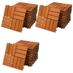 Casaria Holzfliesen 33x Akazie Mosaik, Terrassenfliesen 1-6m2 Balkon Garten Klicksystem Verschiedene Muster braun