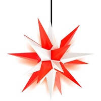 30,5 cm großer (rot/weißer) beleuchteter LED-Feiertags-Herrnhuter Stern – Outdoor-hängende Weihnachtsdekoration Stern – Advent & Weihnachtsstern – Baumspitze (einfache Montage)