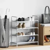 Schuhregal Mit 4 Böden Metall Und Vliesstoff Silbern