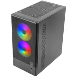 Mars Gaming MC-Onyx, MicroATX Gaming-Gehäuse, Metall-Mesh-Front, Seitenfenster aus Gehärtetem Glas, 3X ARGB FDB Lüfter, Doppelkammer-Struktur, Unterstützung für Flüssigkeitskühlung bis 240mm, Schwarz