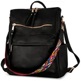 TAN.TOMI Cityrucksack Retro Rucksack Damen 3 in 1 Handtasche Mädchen Schultasche Wasserdicht, für Pendeln Reise Campus Sport Schulranzen Rucksäcke Dauerhaft schwarz