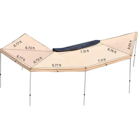 Vevor Markise Auto, 270°-Markise, 6,08x4,25x2,10 m, Sonnensegel, wasserdicht (UV50+), inklusive Tragetasche, freistehendes Allwetter-Vordach für SUV, Van, LKW & Camping