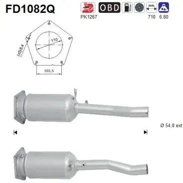 AS Ruß-/Partikelfilter, Abgasanlage fd1082q für VW