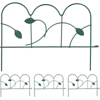 Relaxdays Beeteinfassung, 4er Set, Metall, HxB: je 28 x 38,5 cm, Beetumrandung für Garten, Zierzaun zum Stecken, grün