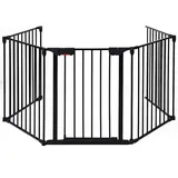 Costway - Kaminschutzgitter Metall 5 in 1 Absperrgitter inkl. Schwing Tür Konfigurationsgitter faltbar Schutzgitter, Kindergitter