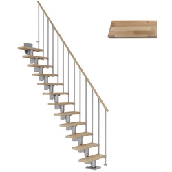 DOLLE Mittelholmtreppe »Dublin«, buchenholz, 14 Stufen, bis 337cm Raumhöhe - grau