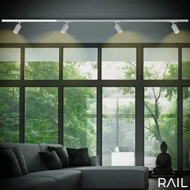 Briloner LEUCHTEN Schienensystem-Schienen "RAIL", weiß matt, B:3,4cm H:1,9cm L:75,22cm, Stromschienensysteme, Stromschiene 0,75 m Weiß Schienensystem Rail Wohnzimmer Büro Küche