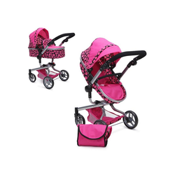 Moni Kombi-Puppenwagen Puppenwagen Bella 9695, Puppenkorb Sonnendach und Schiebegriff verstellbar Tasche rosa