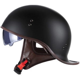 WRMIGN Retro Helm Jethelm mit Sonnenblende Schwalbenschwanz-Design Chopper Helm Roller Helm, mit Einstellbar Schnellverschluss-Gurt, für Cruiser Chopper Biker Moped ECE-Zulassung