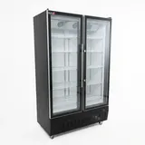 Romux® Glastürkühlschrank MC 1050 Liter 2 Türen Belüftet Schwarz | Professioneller Getränkekühlschrank mit Glastür & LED