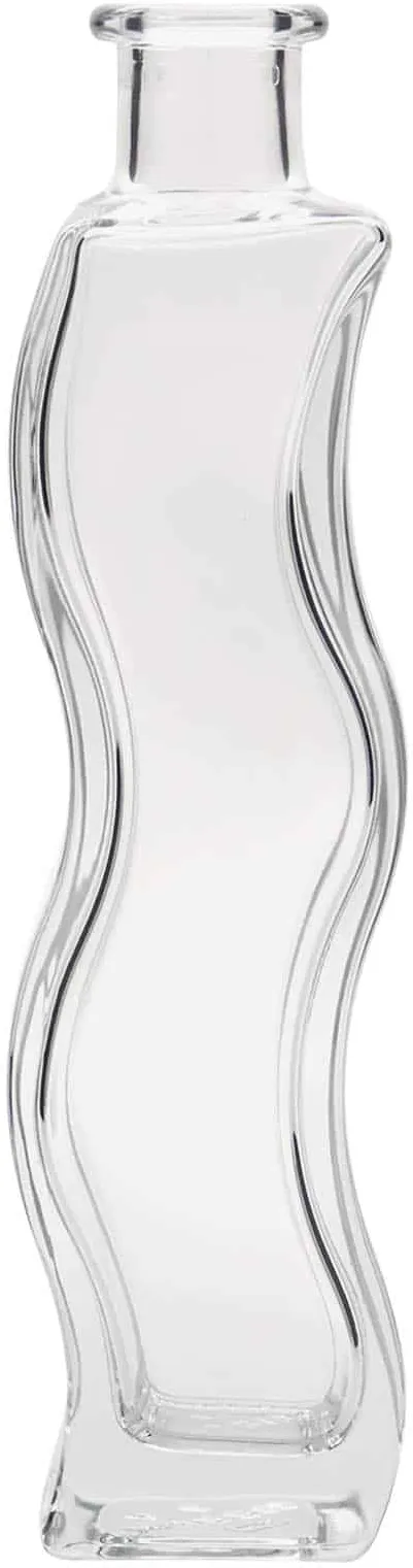 200 ml 'Bottiglia di vetro 'Onda', quadrata, imboccatura: fascetta