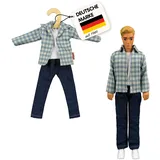 Heless Time2Shine Kariertes Hemd mt Jeans für Modepuppen der Größe 29 cm