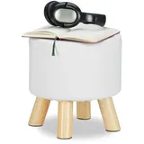 Relaxdays Hocker Kunstleder 30 x 30 x 30 cm Weiß