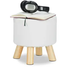 Relaxdays Hocker Kunstleder 30 x 30 x 30 cm Weiß