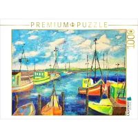 Calvendo Puzzle Buntes Gemälde vom alten Hafen von Sassnitz
