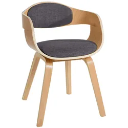 DELUKE® Besucherstuhl LONDON Stoff - 73x49x46cm, Natur/Hellgrau | Stoff | Holz Gestell | Konferenzstuhl Wartezimmerstuhl