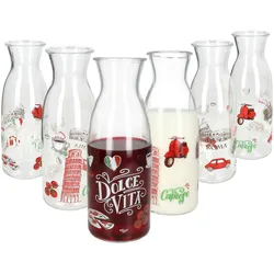Ritzenhoff 6x Palermo Glas-Karaffe 1L italienischer Saft-Krug Wasserflasche Wein