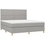 vidaXL Boxspringbett mit Matratze & LED Hellgrau 180x200 cm Stoff