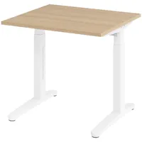 Bümö Schreibtisch Eiche, Weiß, Nachbildung,Eiche, Quadratisch, 80x74x80 cm, FSC