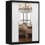 imoebel24 Schwebetürenschrank Vista 150 x 200 x 61 cm Schwarz/Weiß