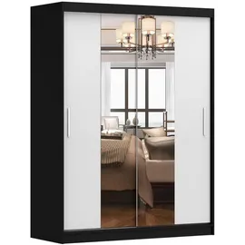 imoebel24 Schwebetürenschrank Vista 150 x 200 x 61 cm Schwarz/Weiß